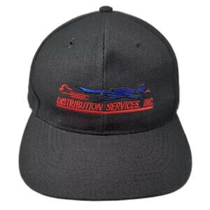 Otto Snapback Hat Black Red OS Distribution Services Embroidered Wool Blend Cap